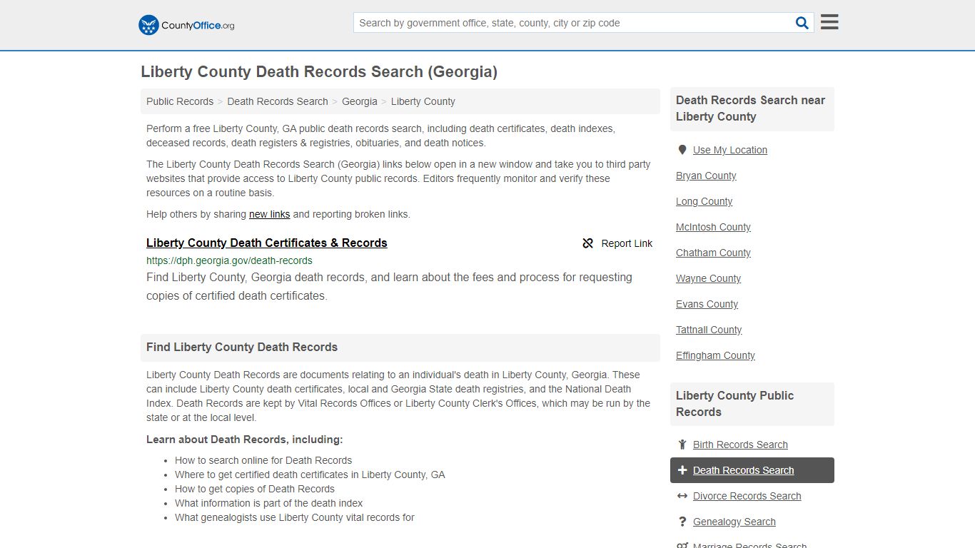 Death Records Search - Liberty County, GA (Death ...